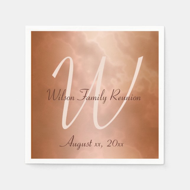 Mocha Rose Marble Personalized Paper Napkins (Front)