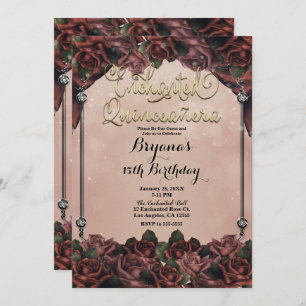 Mocha Rust Brown Roses Elegant Quinceañera 15th Invitation