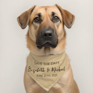 Mocha Save the Date Wedding Date Announcement Pet Bandana Collar