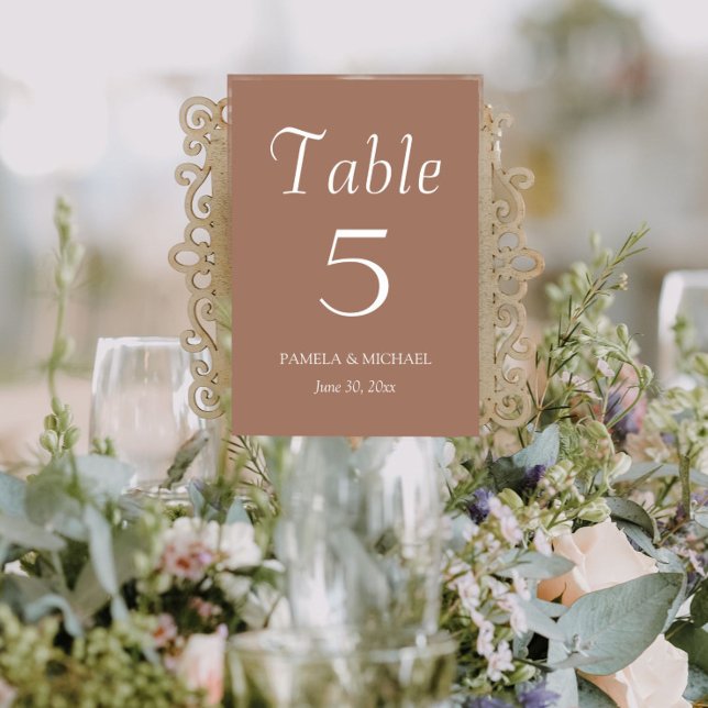 Mocha Simple Style Wedding Table Number (In Situ Wedding)