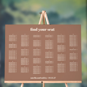 Mocha Simple Wedding Seating Chart Alphabetical