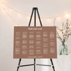 Mocha Simple Wedding Seating Chart Alphabetical Foam Board