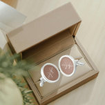 Mocha Solid Color Stylized Monogram Cufflinks<br><div class="desc">A pair of sterling silver plated, round cufflinks for the fashionable man to match his outfit that feature a trendy, mocha brown color along with his name printed in white, upper case letters and superimposed with white, stylized initials. Personalize your cufflinks by editing and replacing name and initials as desired....</div>