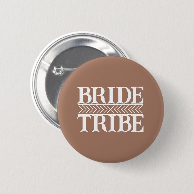 Mocha Stylized Bride Tribe Button (Front & Back)
