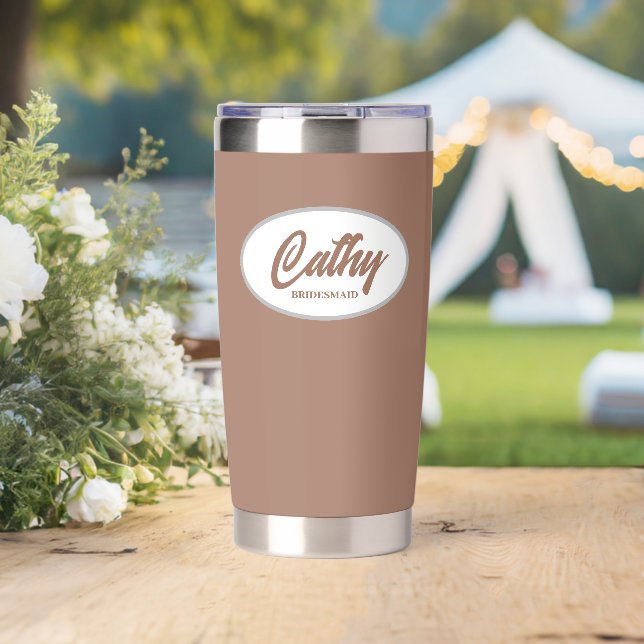 Mocha Stylized Name Wedding Bridesmaid Insulated Tumbler (Wedding (Rotated))
