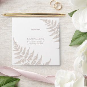 Mocha Taupe Fern Addressed Square Wedding Envelope