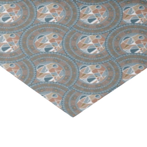 Mocha & Teal Abstract Accent Mandala Ogee Scallops Tissue Paper