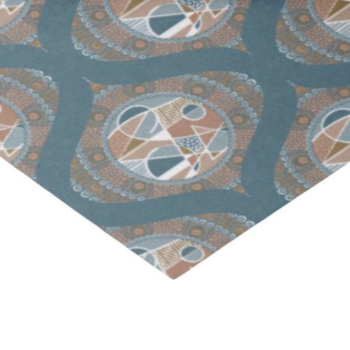 Mocha &amp; Teal Abstract Accent Mandala Retro Ogee Tissue Paper