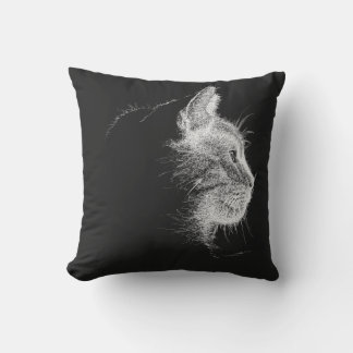 Mocha the Cat Slow Pillow–Minimalist Line Art Cat Outdoor Pillow