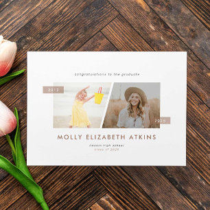 Mocha Then and Now Two Photo Graduation Announcement