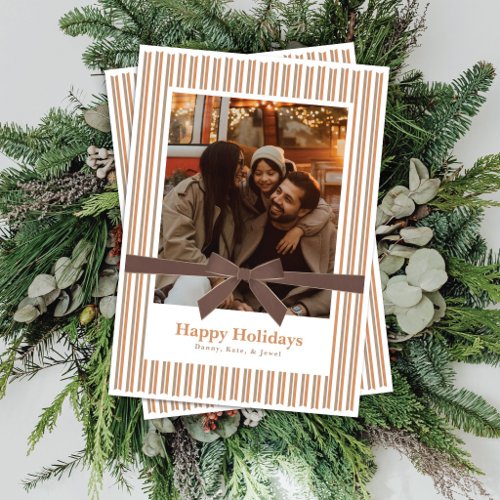 Mocha Velvet Bow Photo Christmas Card