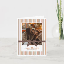 Mocha Velvet Bow Striped Folded Photo Christmas