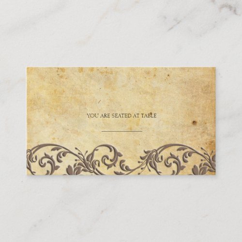 Mocha Vintage Damask Swirl Wedding Placecards Business Cards