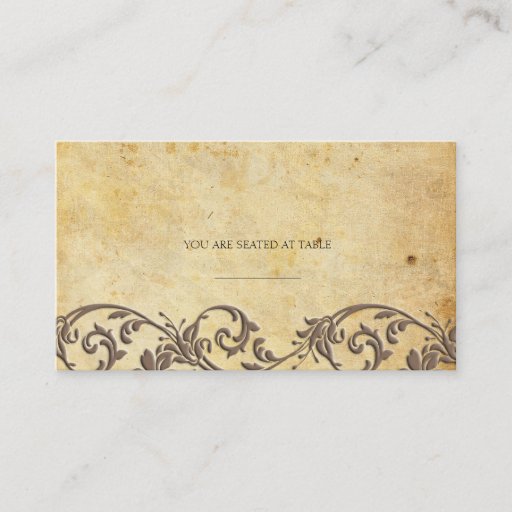 Customizable Mocha Vintage Damask Swirl Wedding Placecards Business Cards