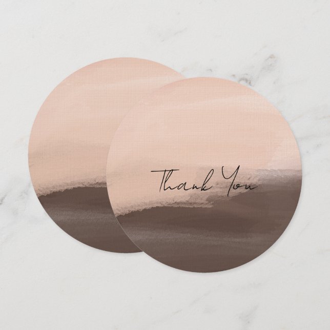 Mocha Watercolor Abstract Thank You Card (Front/Back)
