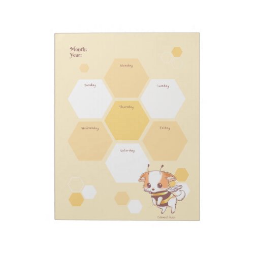 Mochi Bee Cute Puppy Honey Bee Weekly Planner  Notepad