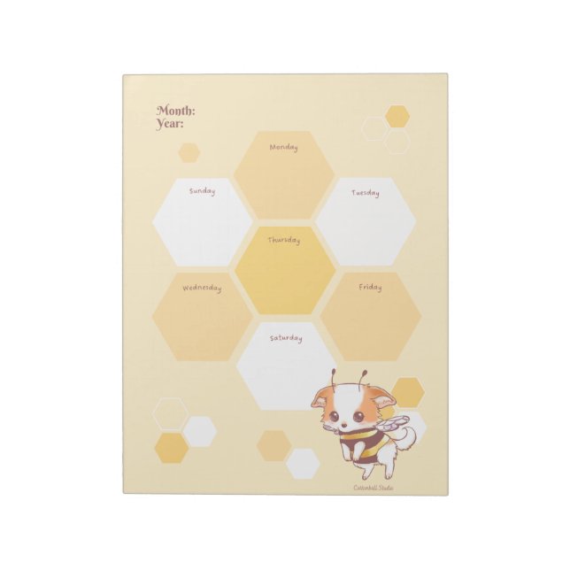 Mochi Bee Cute Puppy Honey Bee Weekly Planner  Notepad (Rotated)