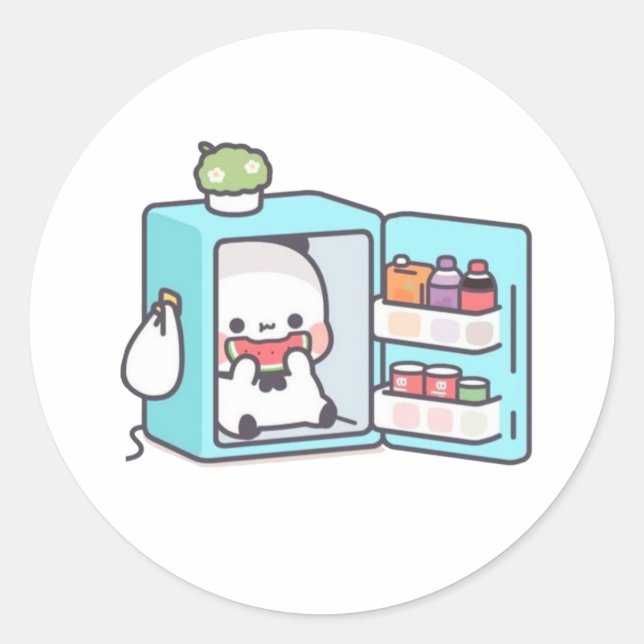 Mochi Brownie Bear And Baby Panda Classic Round Sticker (Front)