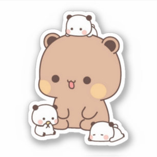 Mochi Brownie Bear And Baby Panda Sticker