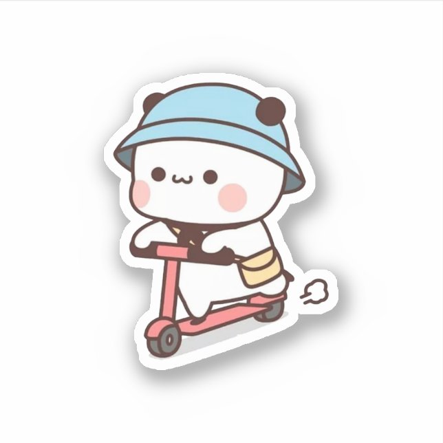 Mochi Brownie Bear Bike Riding Sticker (Front)