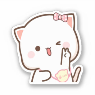 mochi cat peach and goma sticker