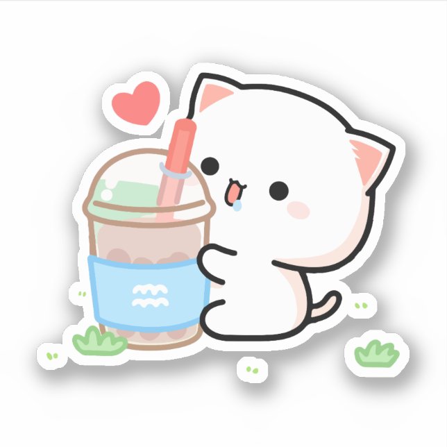 mochi cat peach and goma sticker (Front)