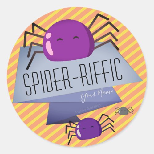 Mochi Halloween _ Fun Purple Spider Spider_riffic Classic Round Sticker