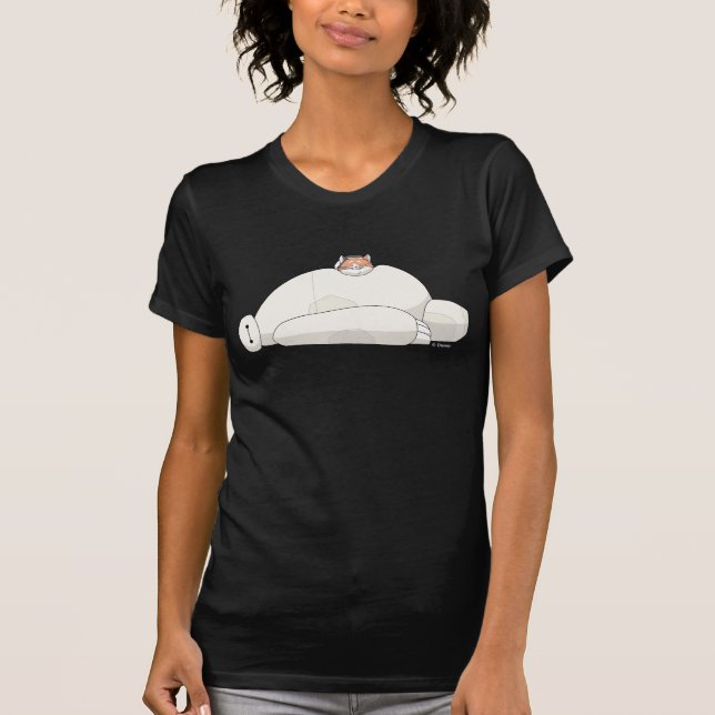 Mochi Laying on Baymax T-Shirt (Front)