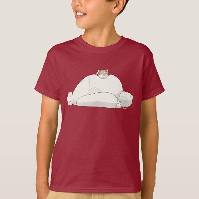 Mochi Laying on Baymax T-Shirt (Front)