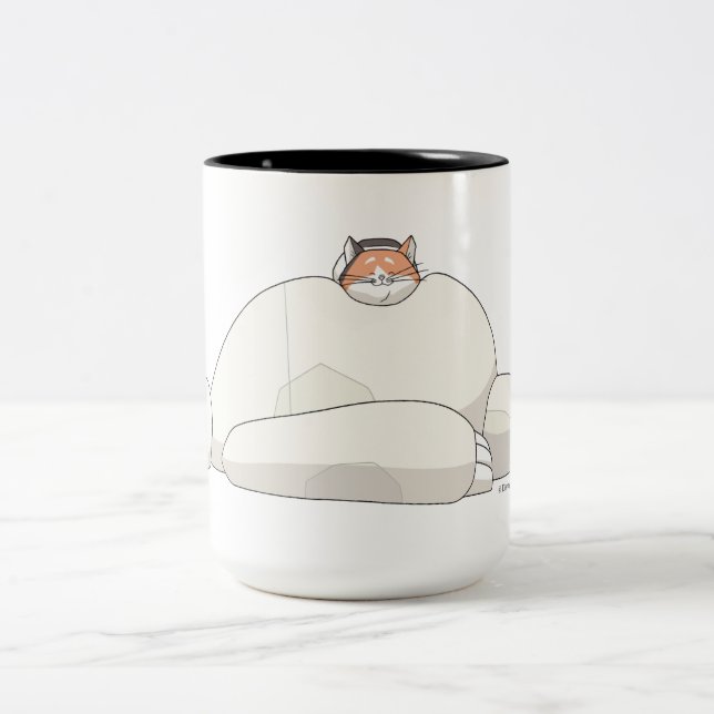 Mochi Laying on Baymax Two-Tone Coffee Mug (Center)