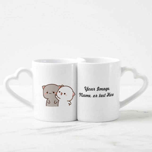 Mochi Mochi Cat Peach Goma Couples Mug (Front Nesting)