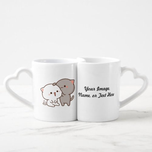 Mochi Mochi Love Cuddling Cat Couples Mug