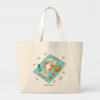 Mochi on a Picnic Kawaii Cute Puppy Design Tote