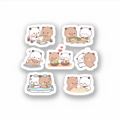 Mochi Panda Bear Enjoying Lunch Sticker