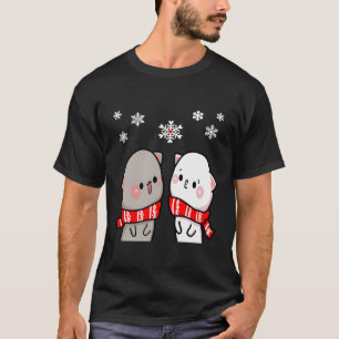 Mochi Peach Cat Goma Winter Love Valentines Lovers T-Shirt