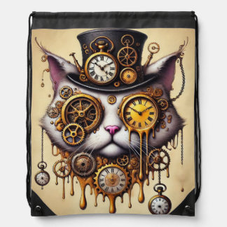 Mochila image cat steampunk drawstring bag