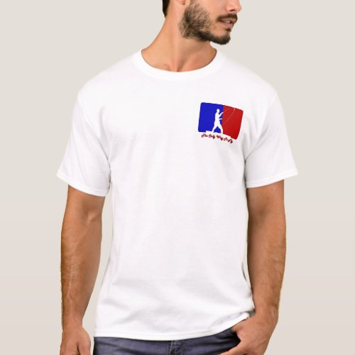Mock Fly Fishing Sports Logo w Front Back Design T_Shirt