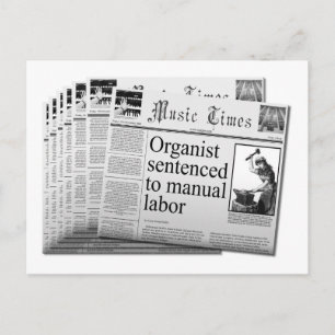 mock newspaper postcard - U.S. spelling