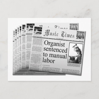 mock newspaper postcard - U.S. spelling