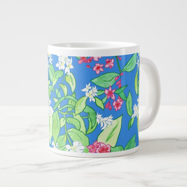Mock Orange and Weigelia Jumbo Mug, Giant Coffee Mug (Front Right)