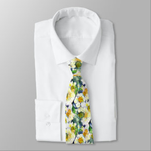 Mock Orange Seamless Floral Pattern Neck Tie