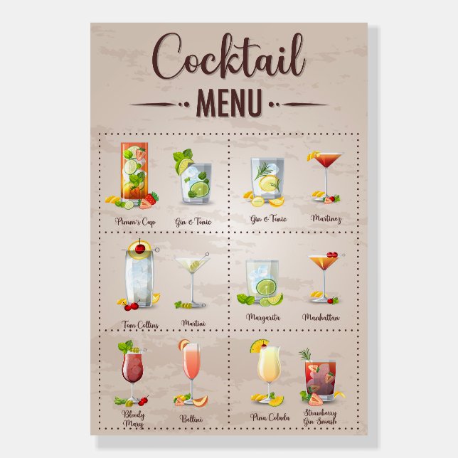 Mock tail menu foam board (Front)
