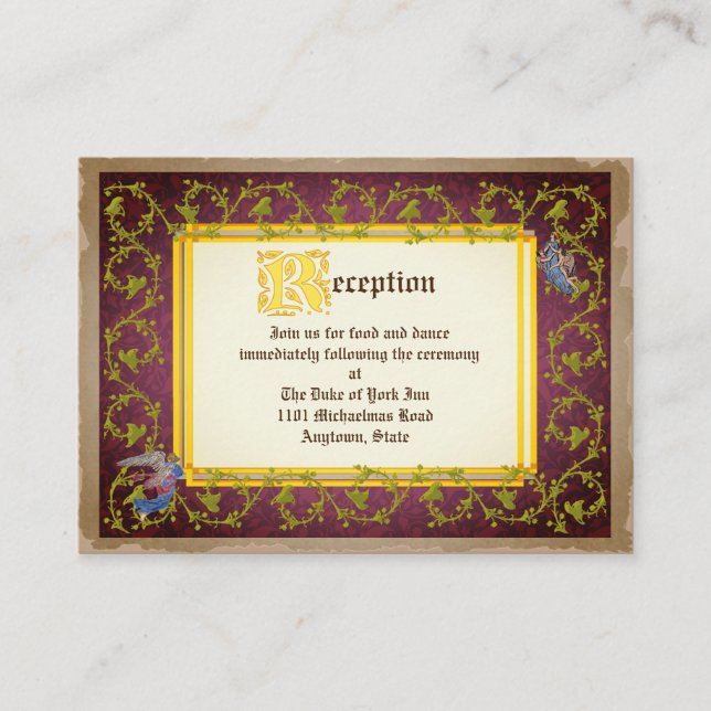 Mock Up Medieval Illuminated Manuscript Wedding Enclosure Card (Front)