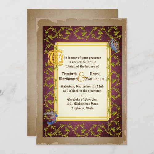 Mock Up Medieval Illuminated Manuscript Wedding Invitation