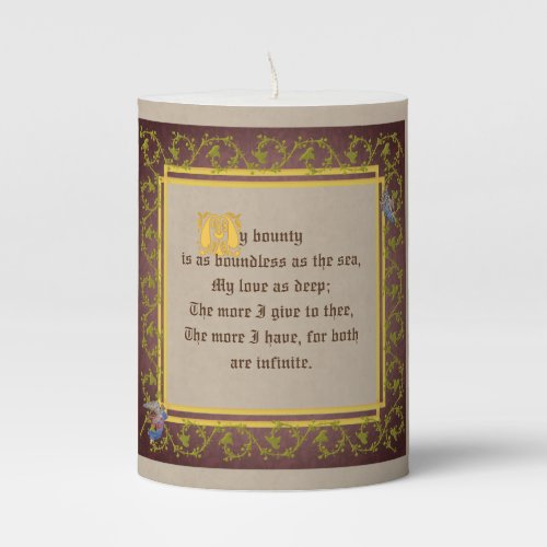 Mock Up Medieval Illuminated Manuscript Wedding Pillar Candle