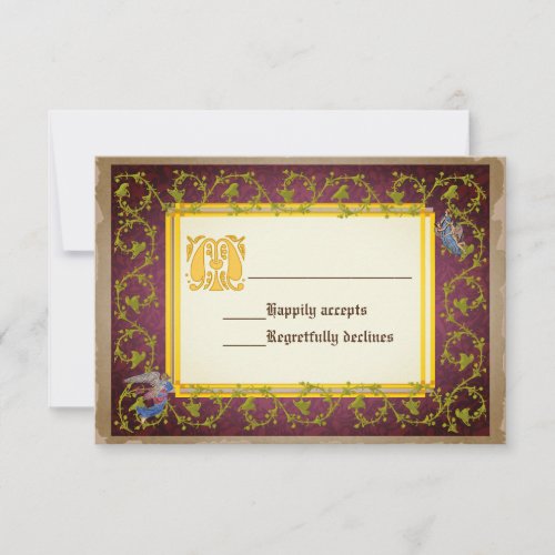 Mock Up Medieval Illuminated Manuscript Wedding RSVP Card