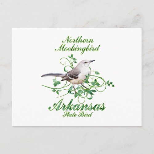 Mockingbird Arkansas State Bird Postcard