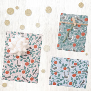 Mockingbird Orange Blossom Bird Flower Botanical Wrapping Paper Sheets