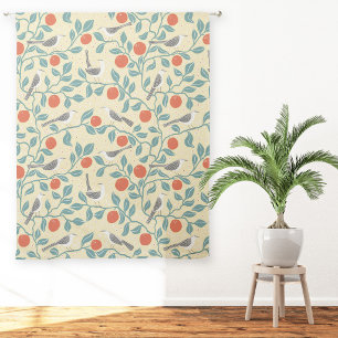 Mockingbird Orange Blossom Bird Flower Pale Yellow Sheer Curtains