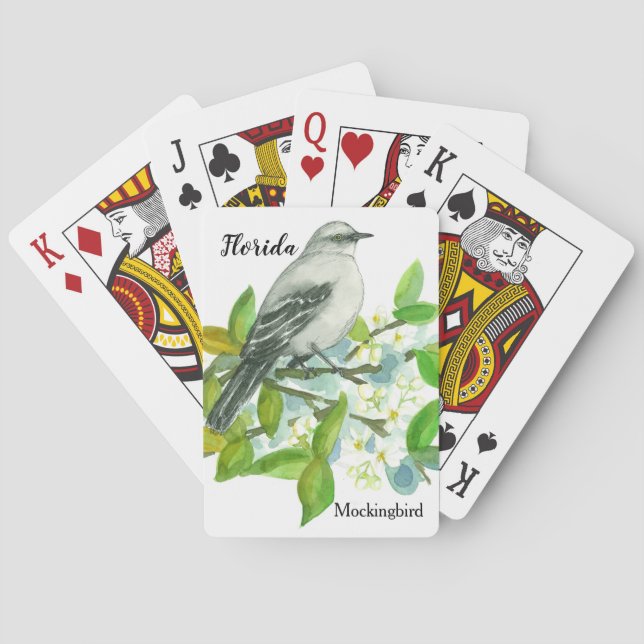 Mockingbird Orange Blossom Florida Souvenir Poker Cards (Back)